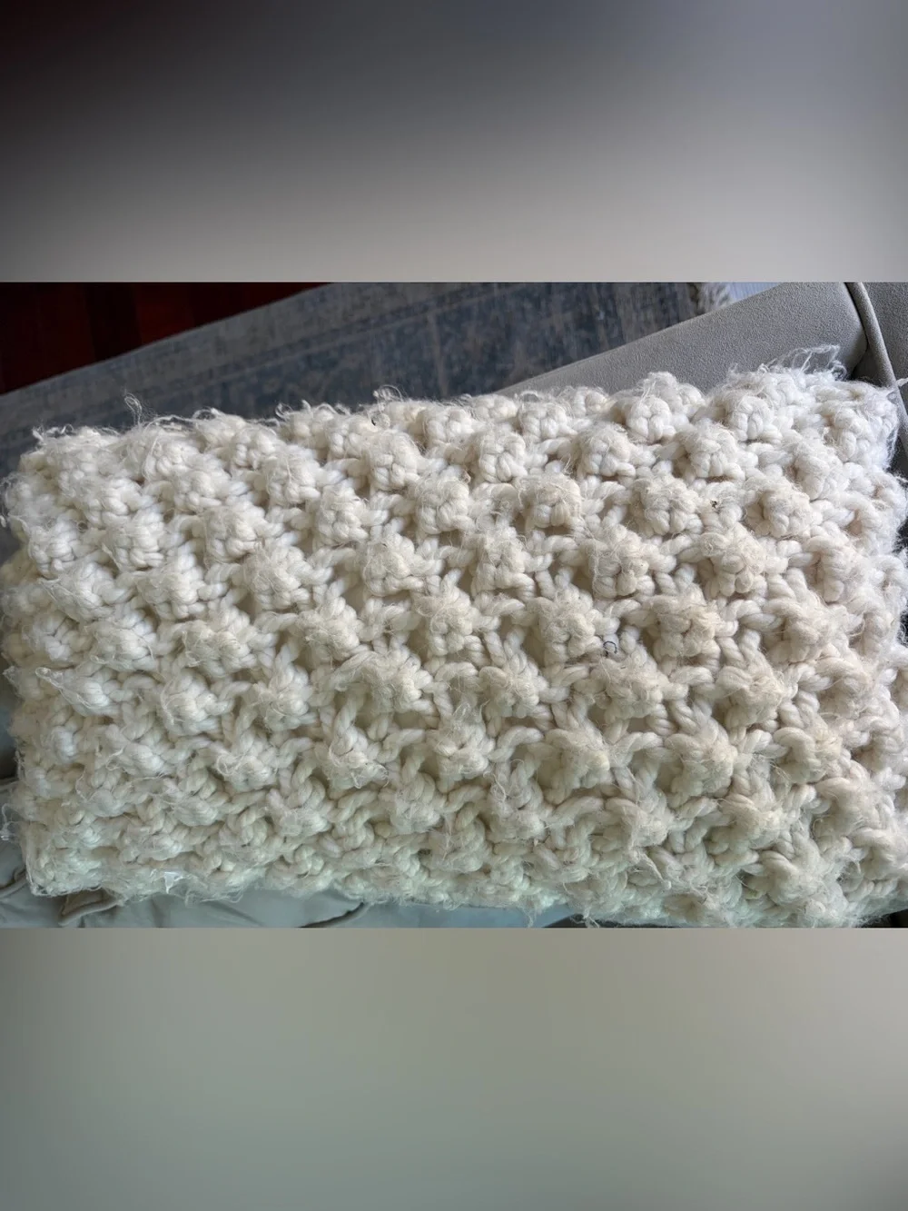 West Elm Chunky Knit Cream Throw Pillow Cover + Insert